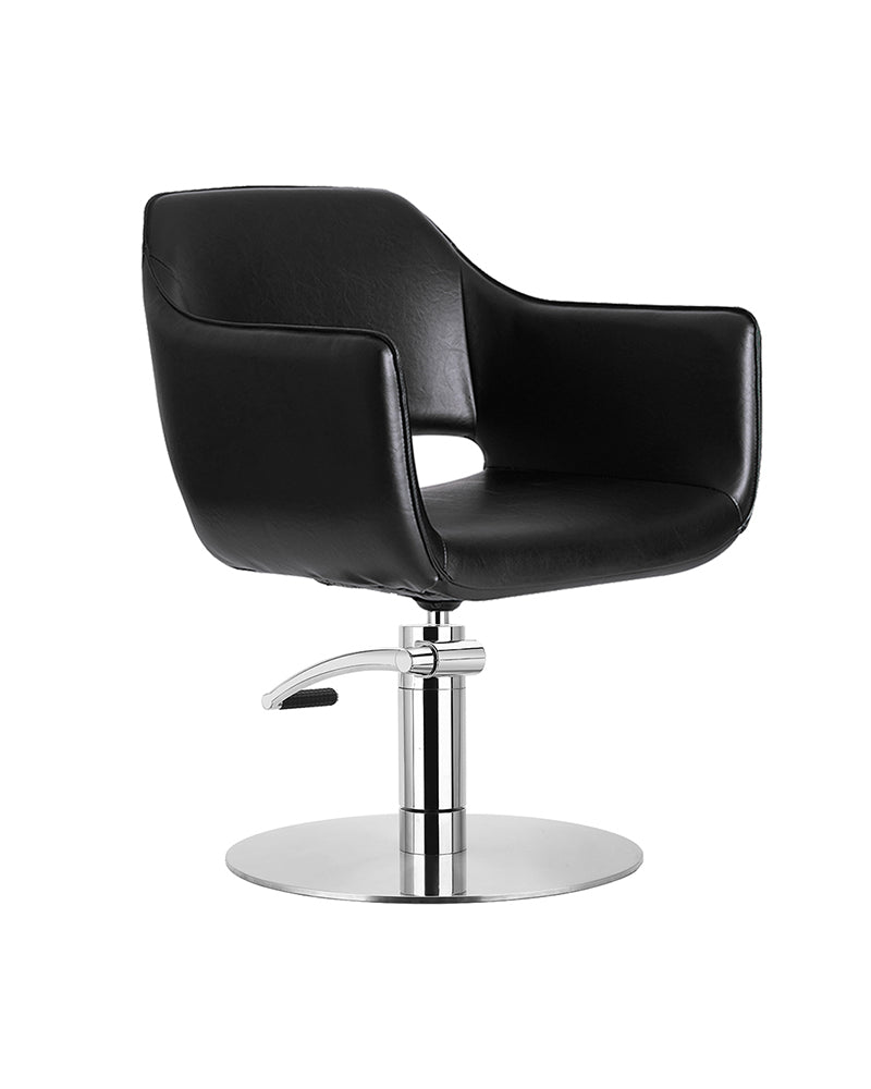 Blake Black - Sillón de peluquería negro - Base redonda cromada