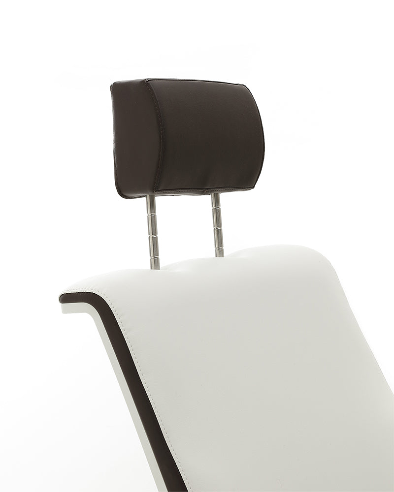 Maquillaje - Silla de maquillaje marrón y blanca - Base redonda cromada