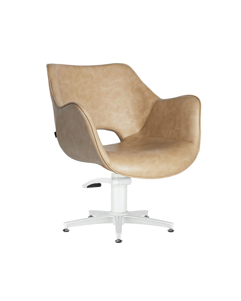 Chloe Sand - Silla de peluquería beige - Base estrella blanca