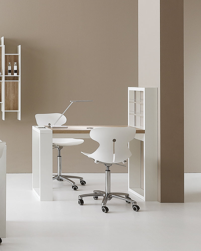 Living - Mesa de manicura blanca con luz LED - Estantería integrada - Con aspiración