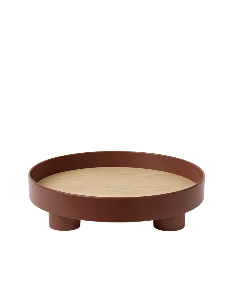 Platform - Bandeja de servicio rojo oscuro con tablero de roble