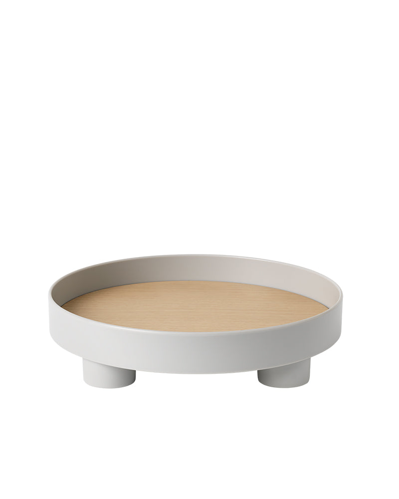 Platform - Bandeja de servicio gris con tablero de roble