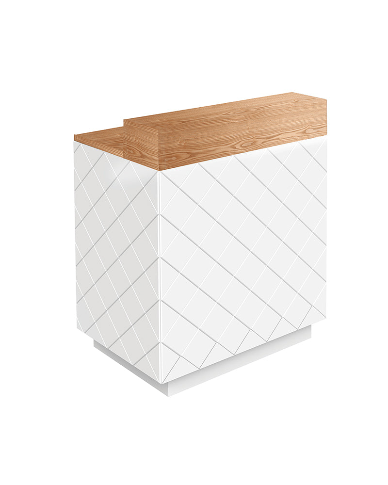 Willow - Mostrador de recepción blanco con tapa de fresno - armarios espaciosos