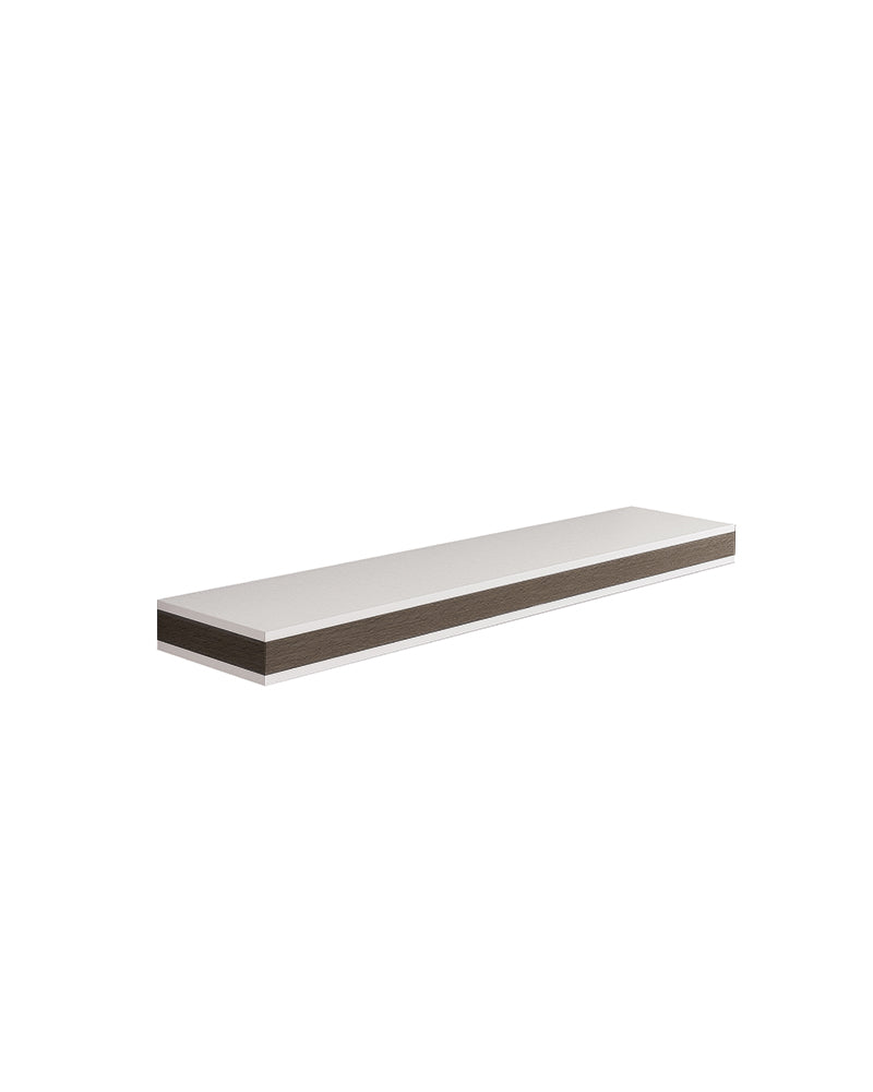 Stratos - Estantería de venta blanca - Borde en patrón de madera wengué