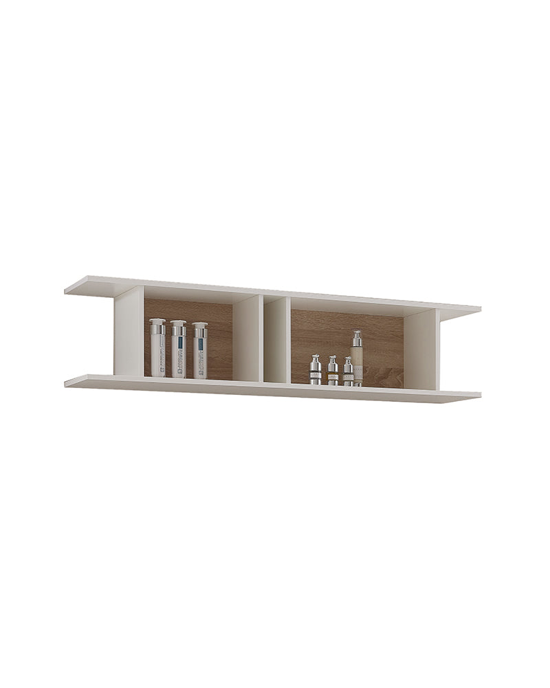 Slim - Estantería de venta blanca con detalles en patrón de roble