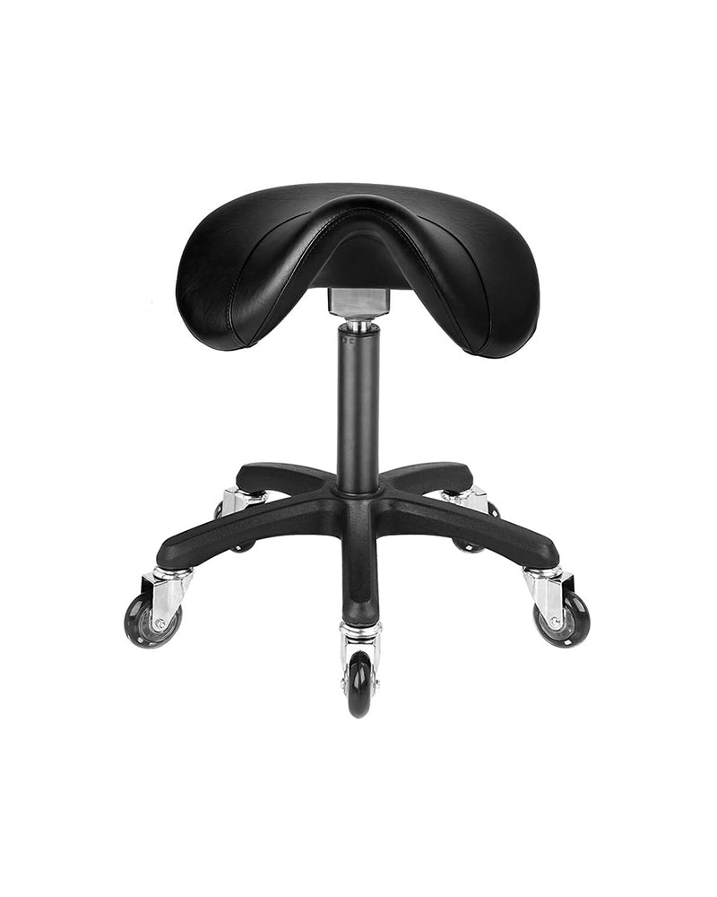 Saddle Black - Taburete de silla de montar negro con base estrella negra