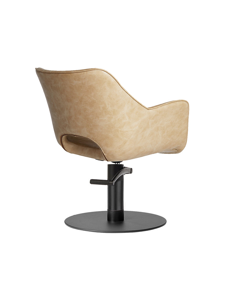 Chloe Sand - Silla de peluquería beige - Base redonda negra