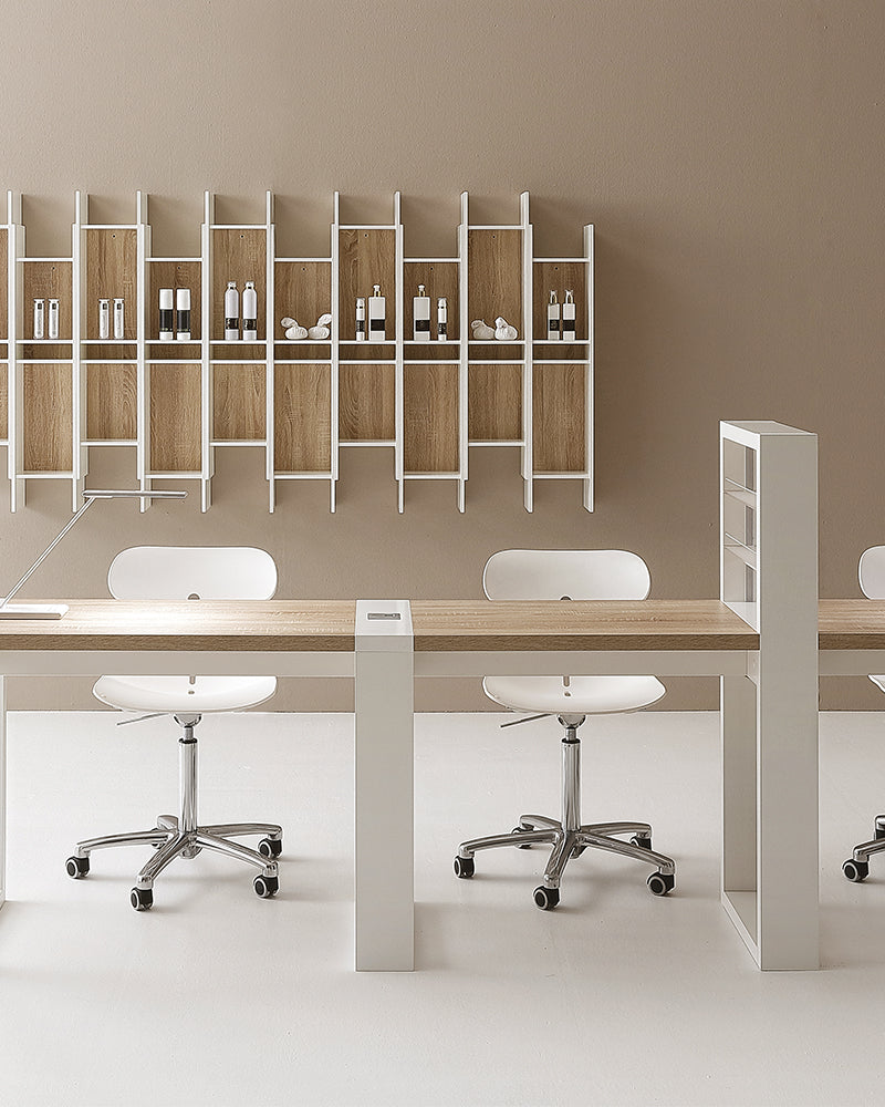 Living - Mesa de manicura blanca con luz LED - Estantería integrada - Sin aspiración
