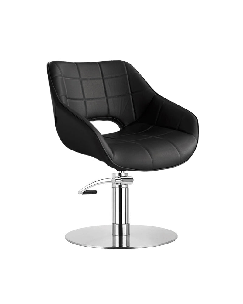 Rosie Black - Silla de peluquería negra - Base redonda cromada