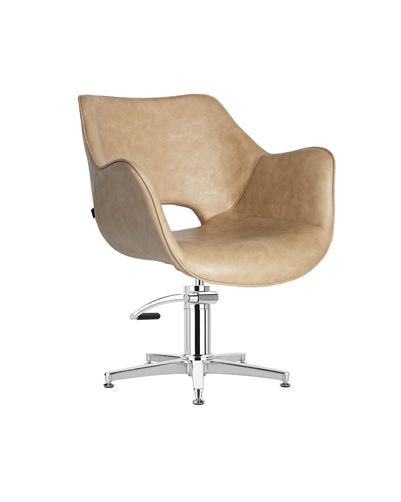 Chloe Sand - Silla de peluquería beige - Base estrella cromada