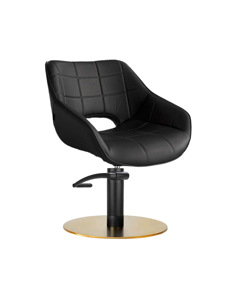 Rosie Black - Silla de peluquería negra - Bomba negra - Base redonda de latón