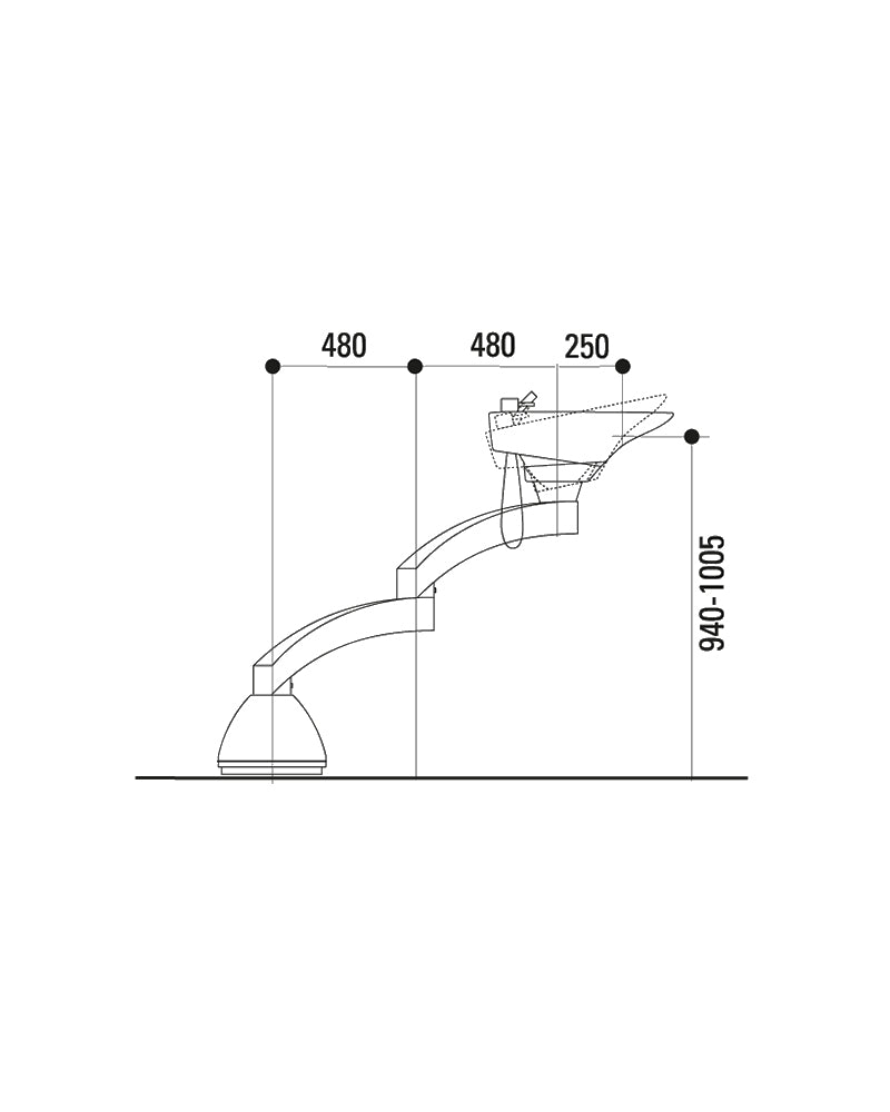 Contura swing PLUS - Lavacabezas con columna de aluminio - Cuenca blanca