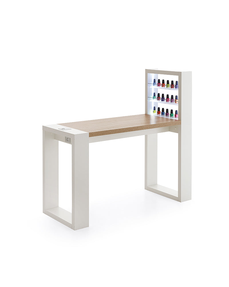 Living - Mesa de manicura blanca con luz LED - Estantería integrada - Sin aspiración