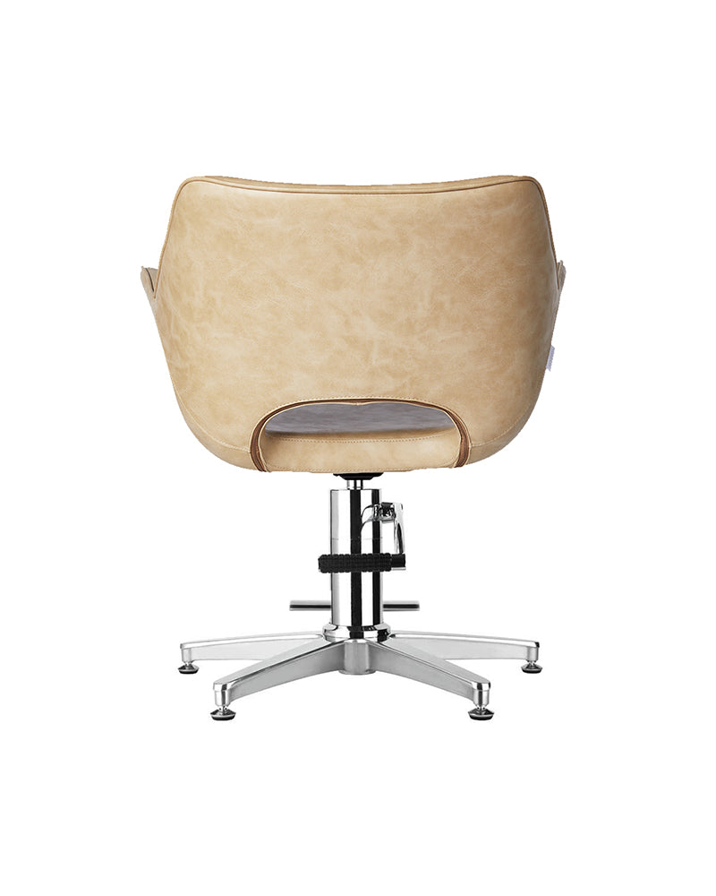 Chloe Sand - Silla de peluquería beige - Base estrella cromada