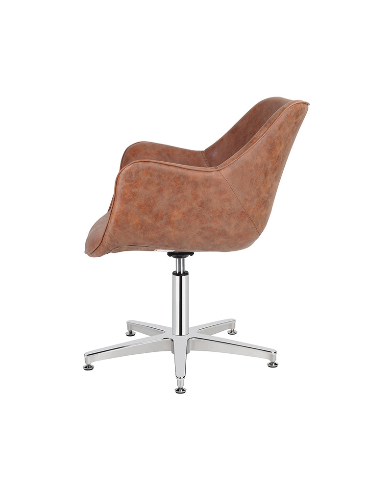 Chloe Tan - Sillón de espera marrón - Base estrella cromada