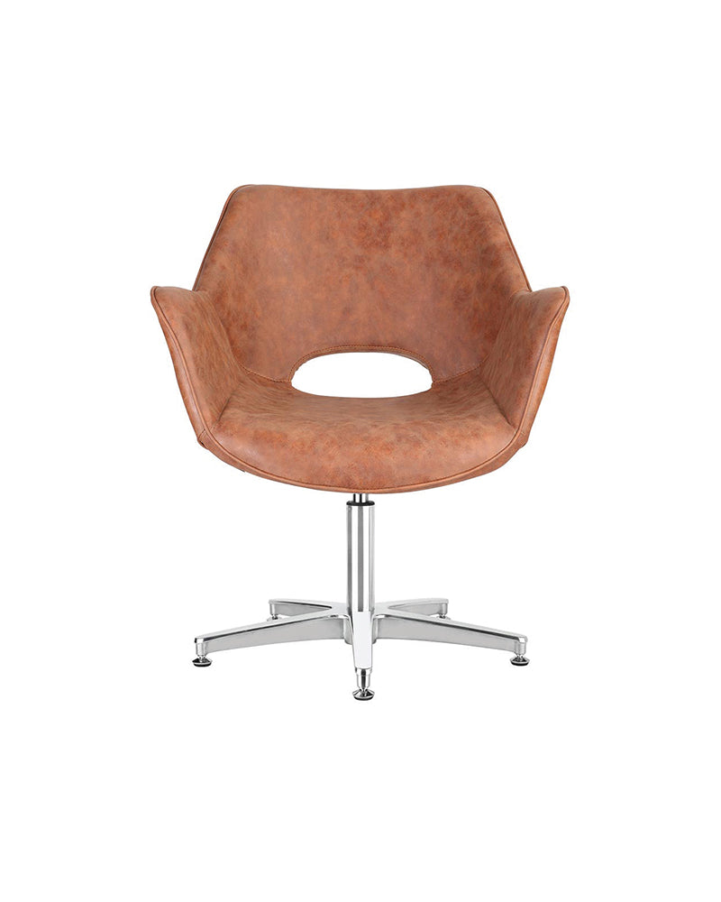 Chloe Tan - Sillón de espera marrón - Base estrella cromada