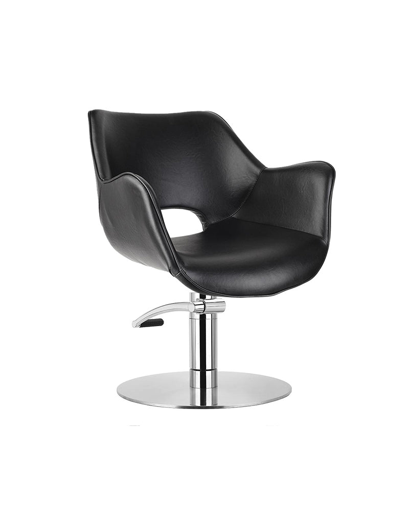 Chloe Black - Silla de peluquería negra - Base redonda cromada