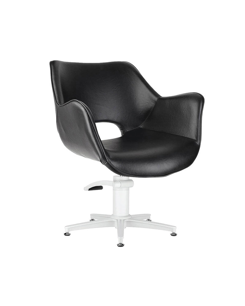 Chloe Black - Silla de peluquería negra - Base estrella blanca
