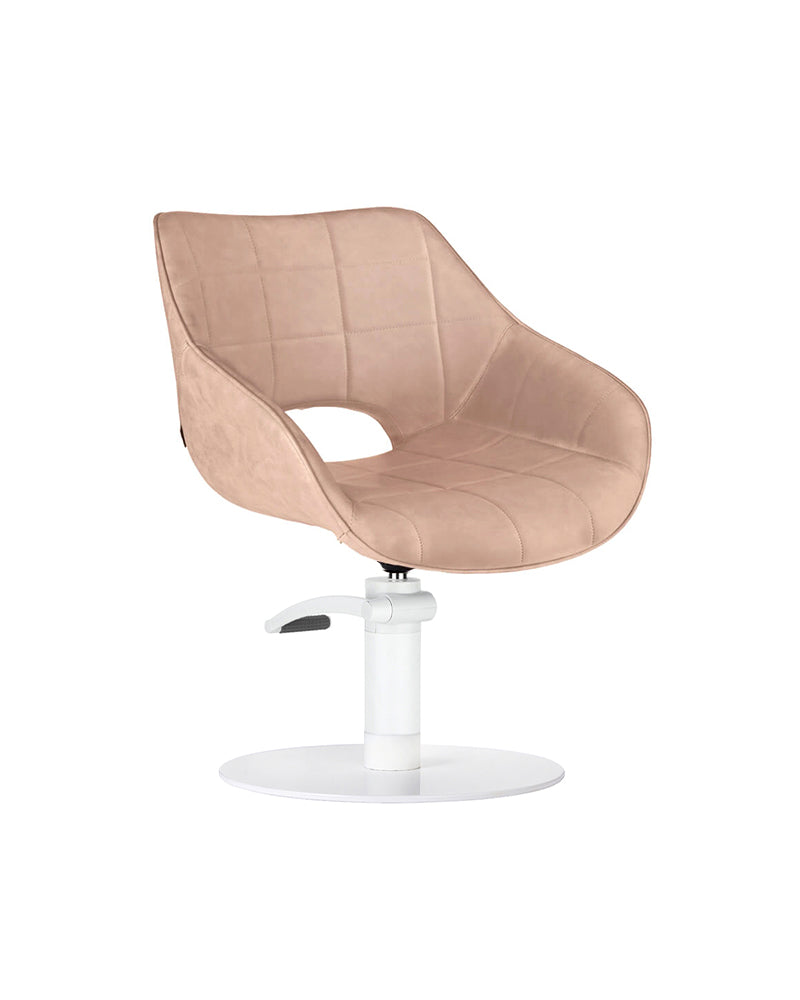 Rosie Blush - Silla de peluquería rosa claro - Base redonda blanca