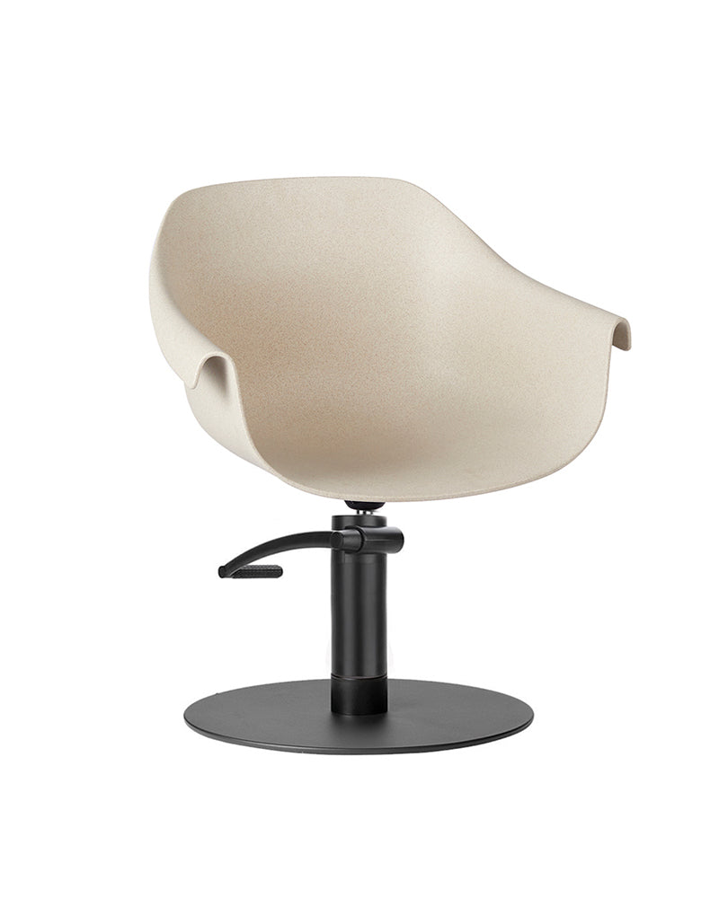 Eco - Silla de peluquería beige - Base redonda negra