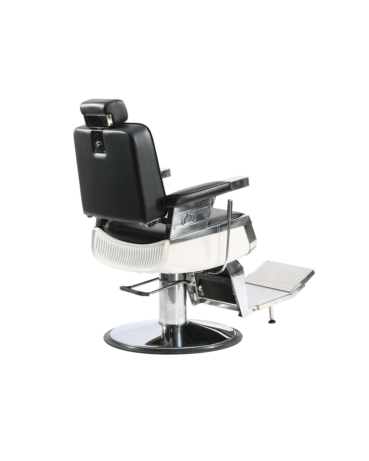 Bart - Sillón de barbero negro con base redonda cromada