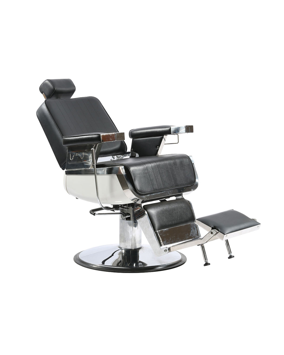 Bart - Sillón de barbero negro con base redonda cromada
