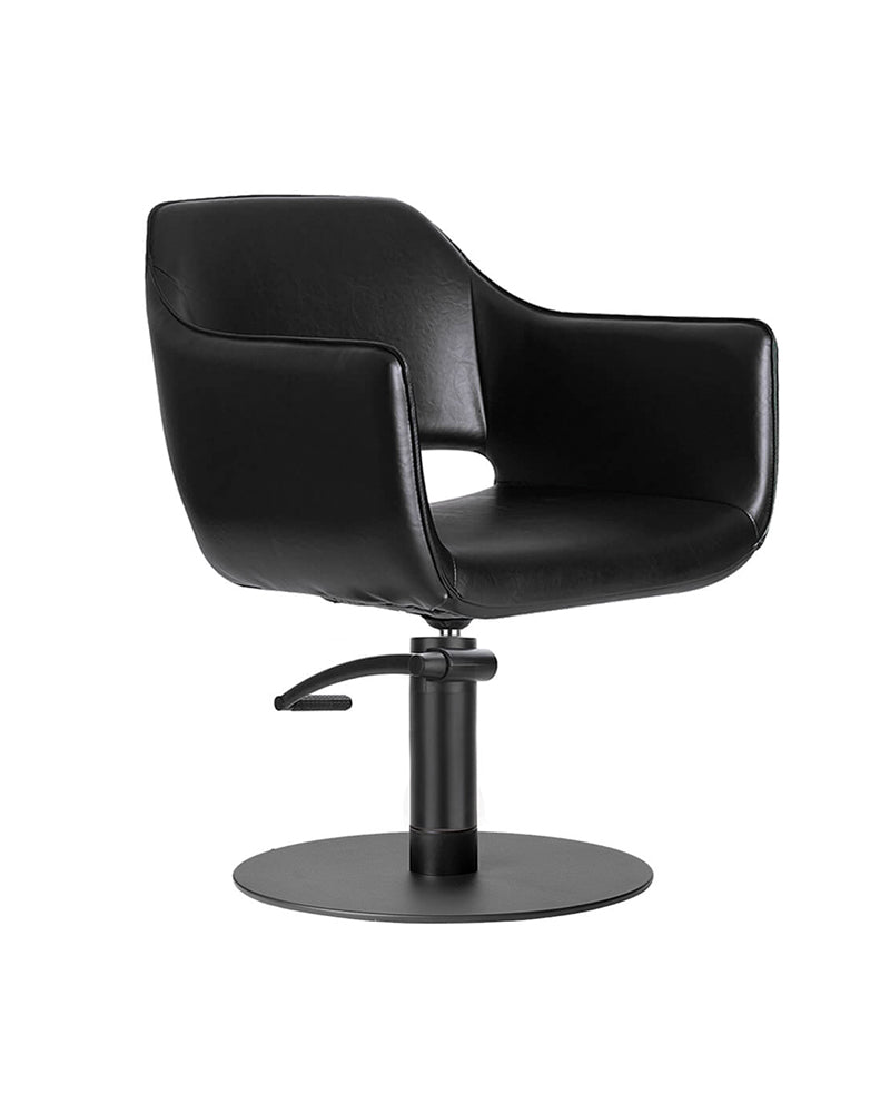 Blake Black - Sillón de peluquería negro - Base redonda negra