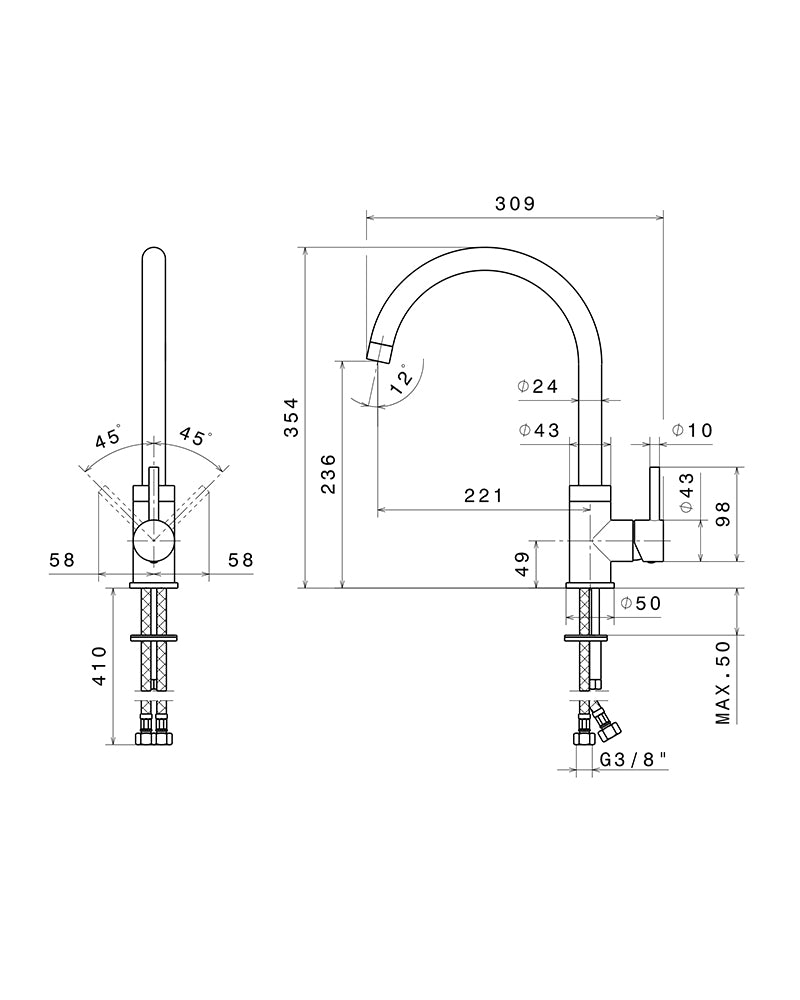 Newform X-Trend - Grifo cromado para lavacabezas