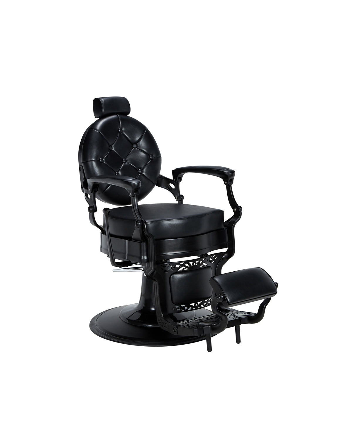 Check - Sillón de barbero negro con base redonda negra