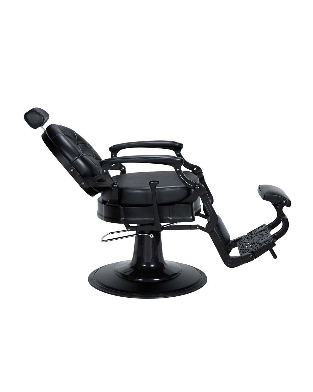 Check - Sillón de barbero negro con base redonda negra