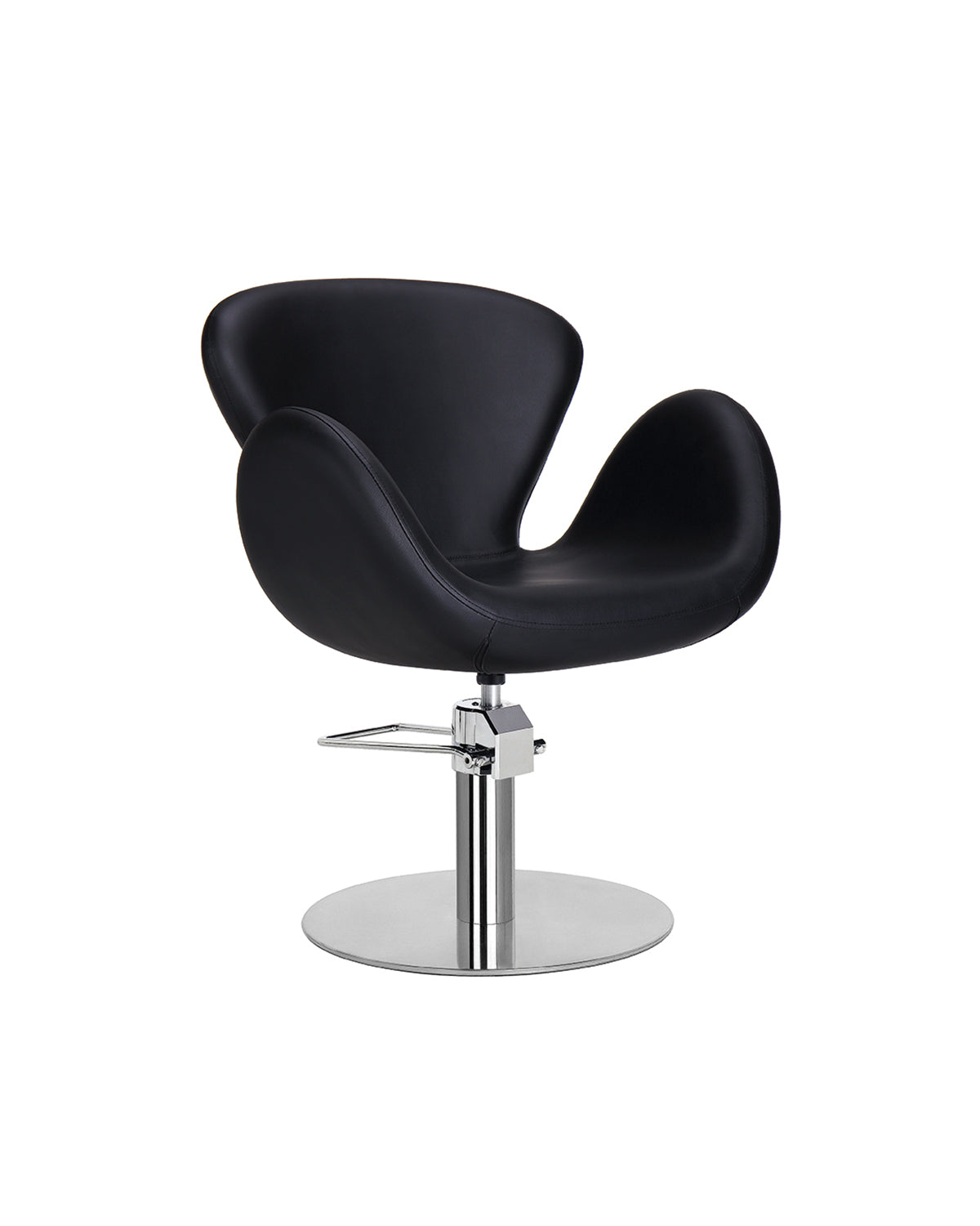 Chloe - Sillón de peluquería negro con base redonda cromada