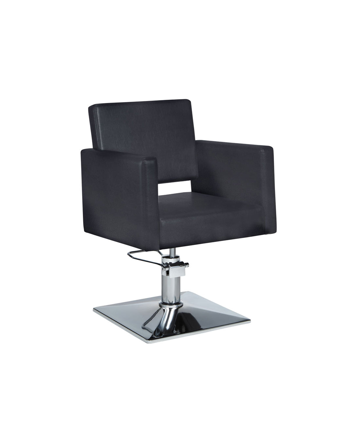 Christy - Sillón de peluquería negro con base redonda cromada cuadrada