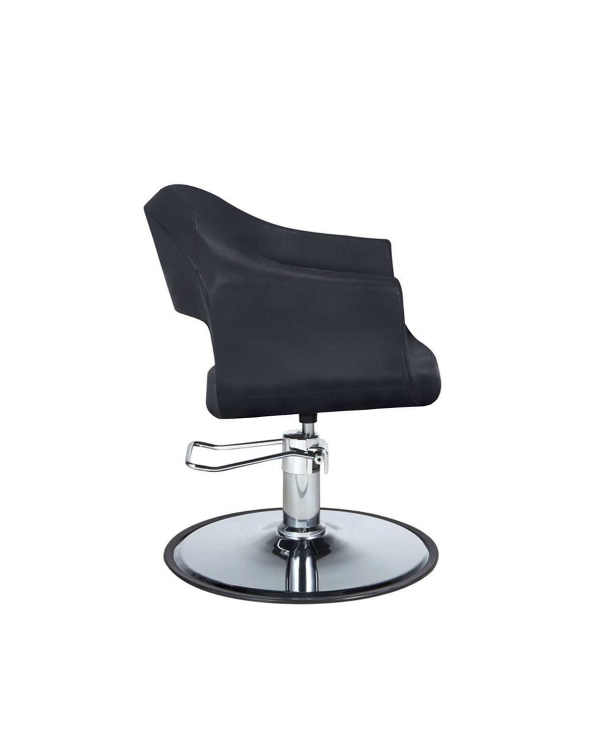 Cindy - Sillón de peluquería negro con base redonda cromada