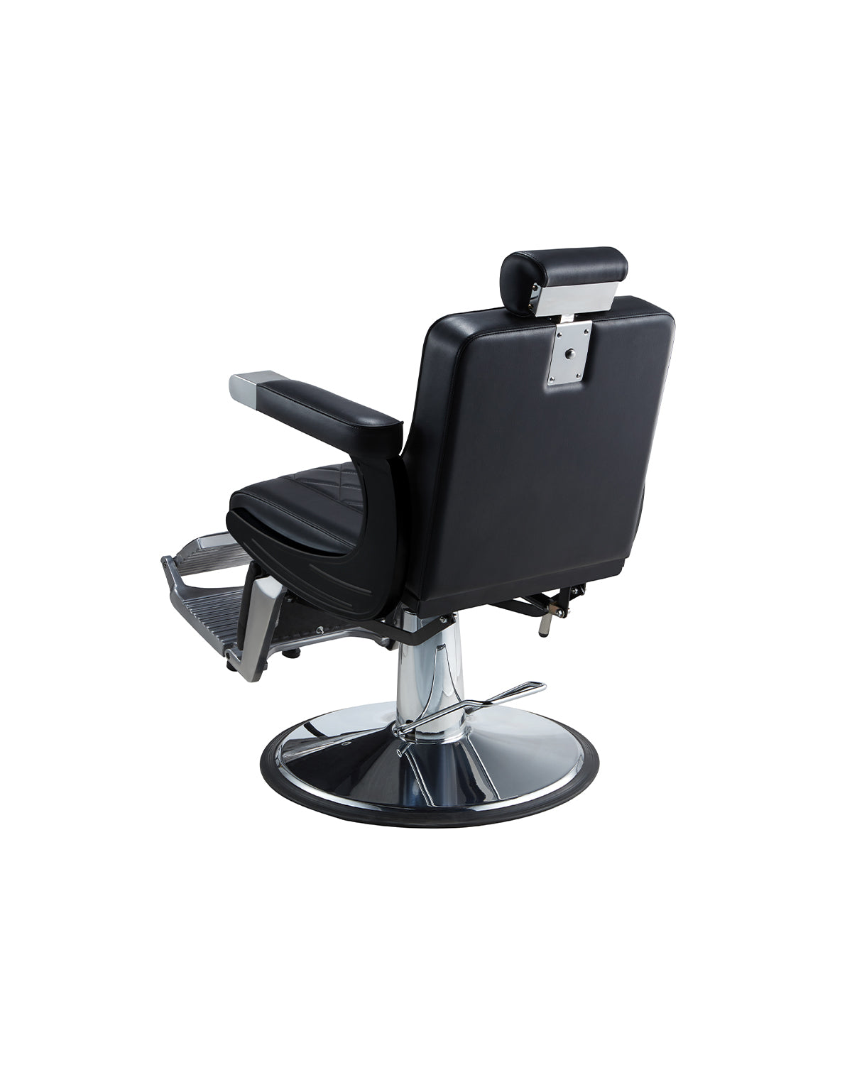 Dave - Sillón de barbero negro con base redonda cromada