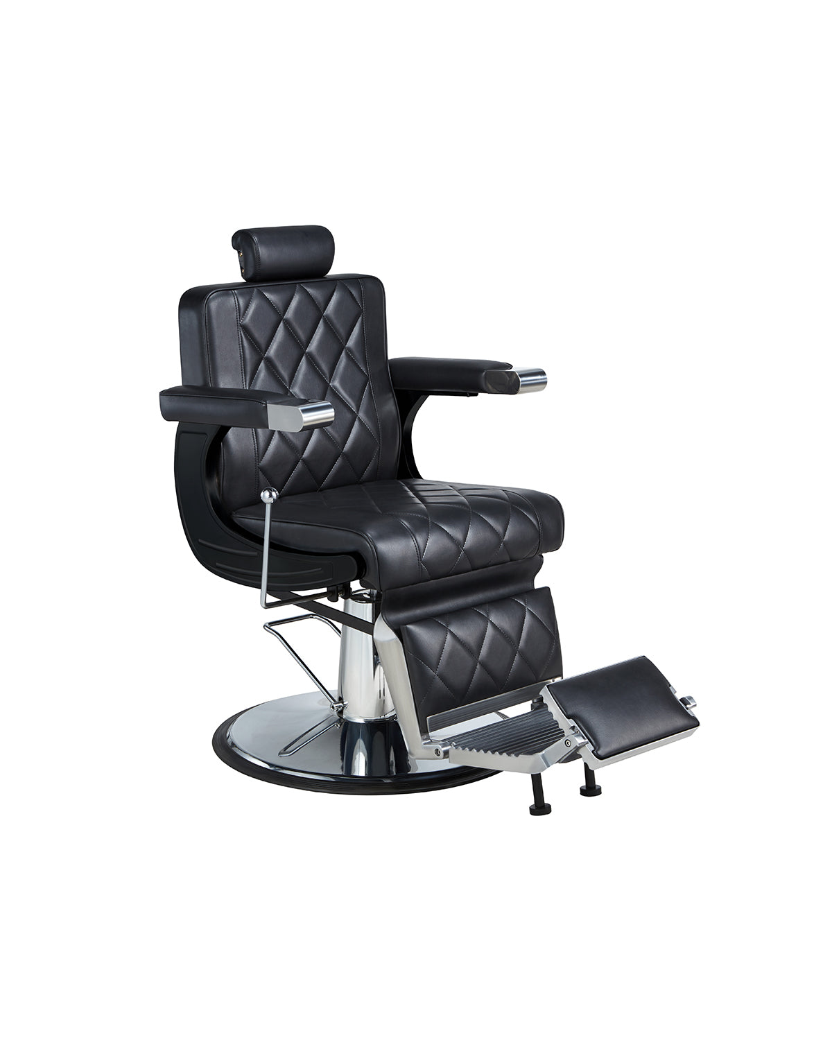 Dave - Sillón de barbero negro con base redonda cromada