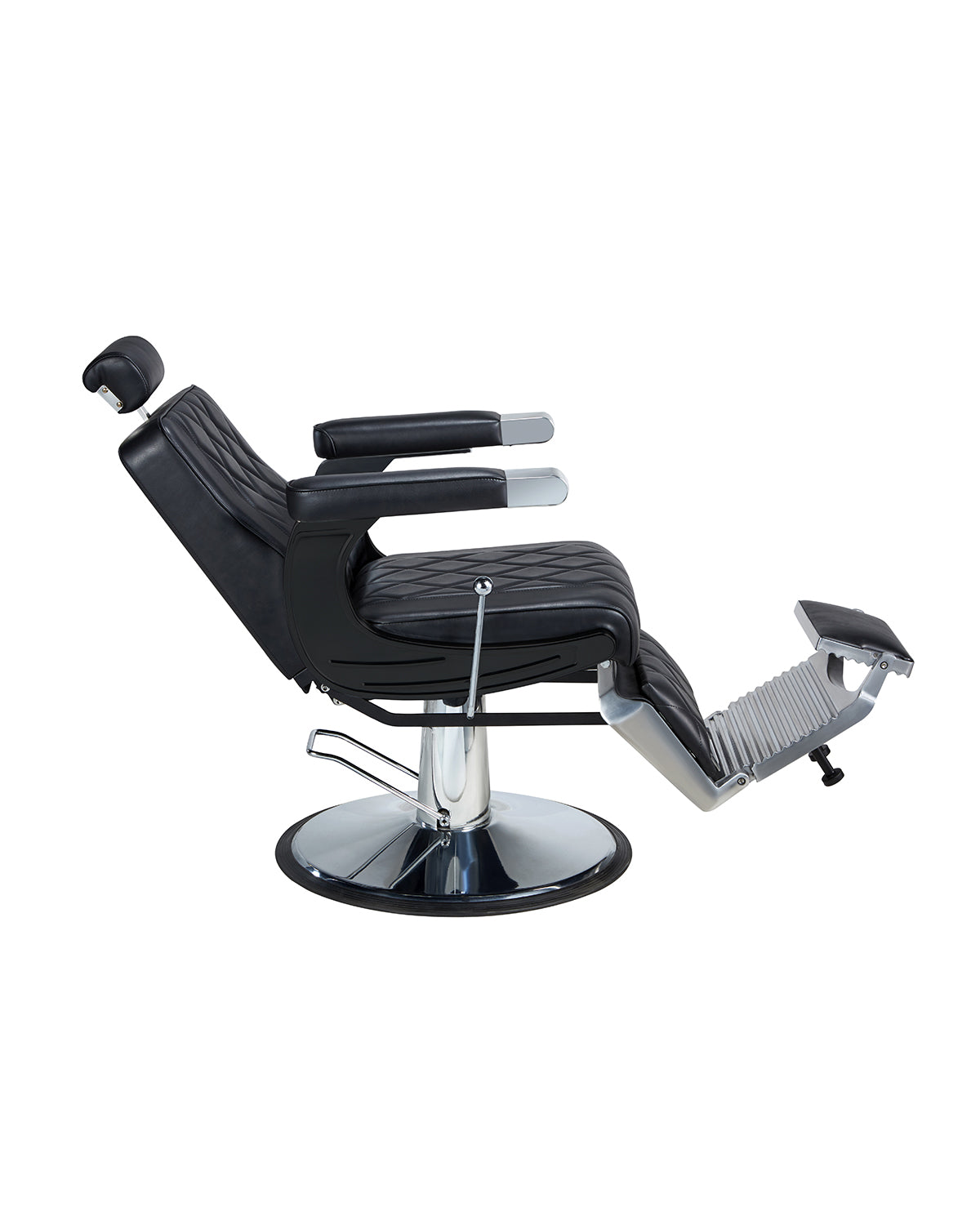 Dave - Sillón de barbero negro con base redonda cromada