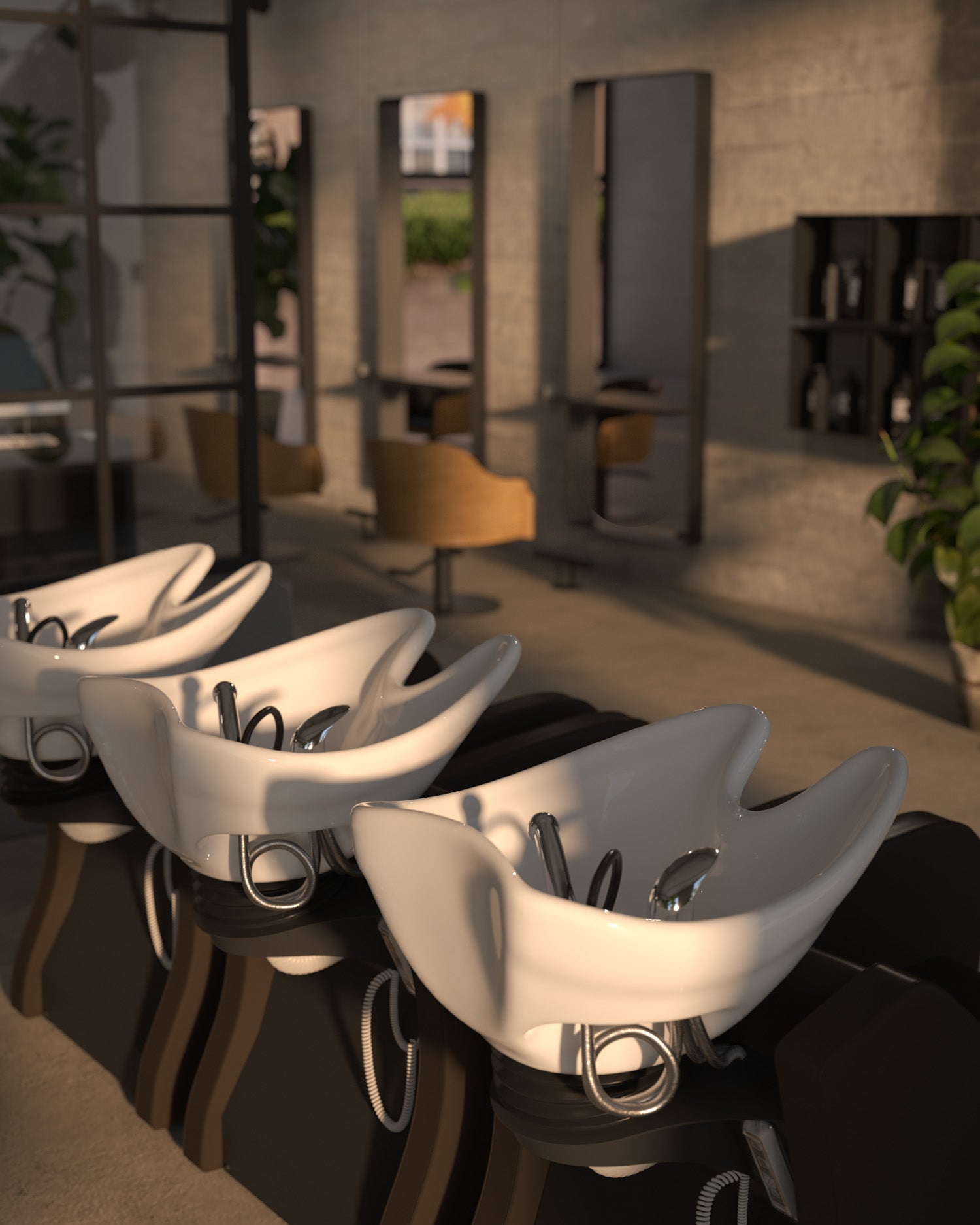 Fredda II - Lavacabezas con masaje marrón con cuenca blanca