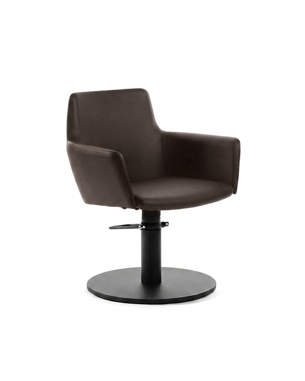 Greiner 38 - Sillón de peluquería marrón con base redonda negra