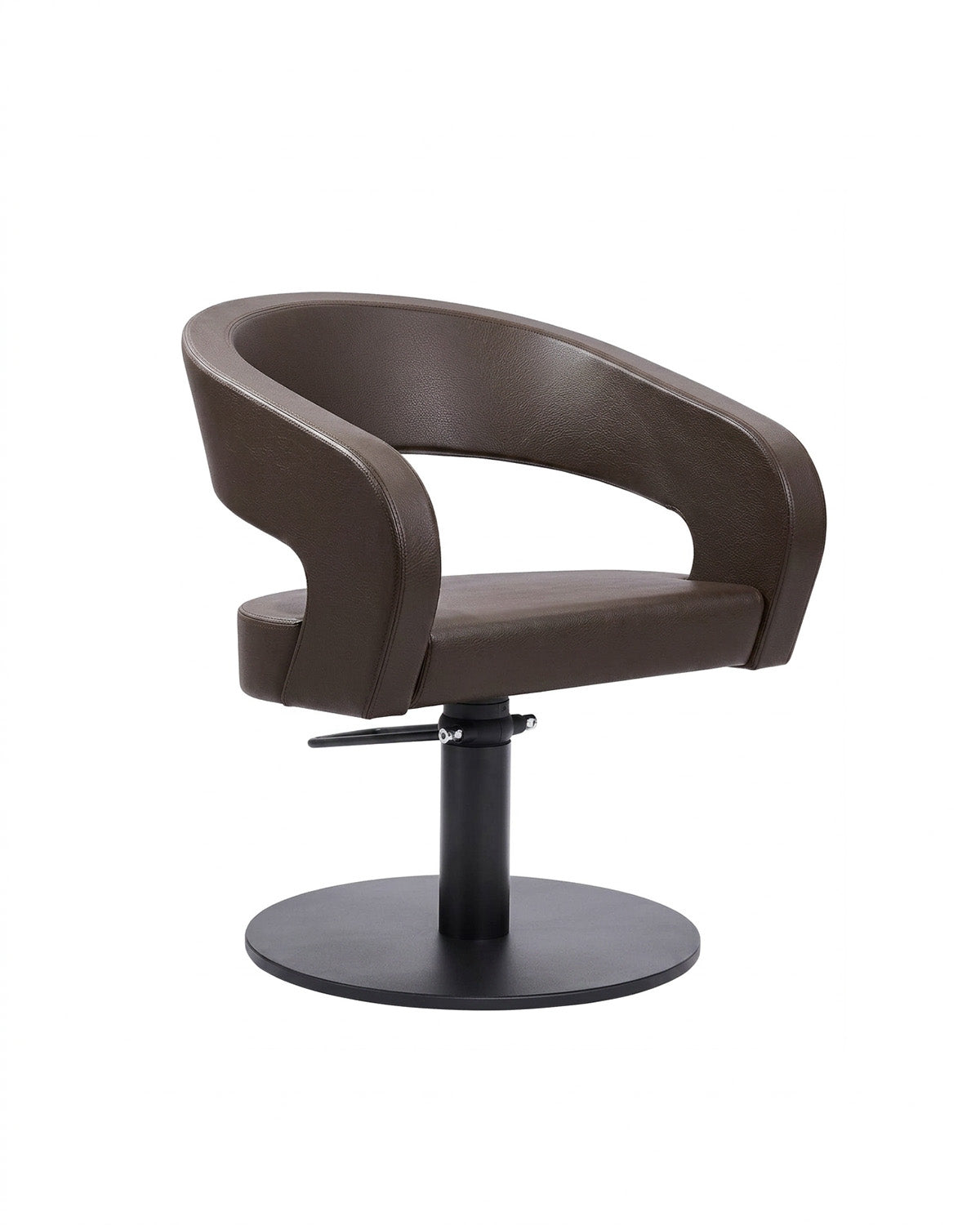 Greiner 50 - sillón de peluquería marrón oscuro con base redonda negra