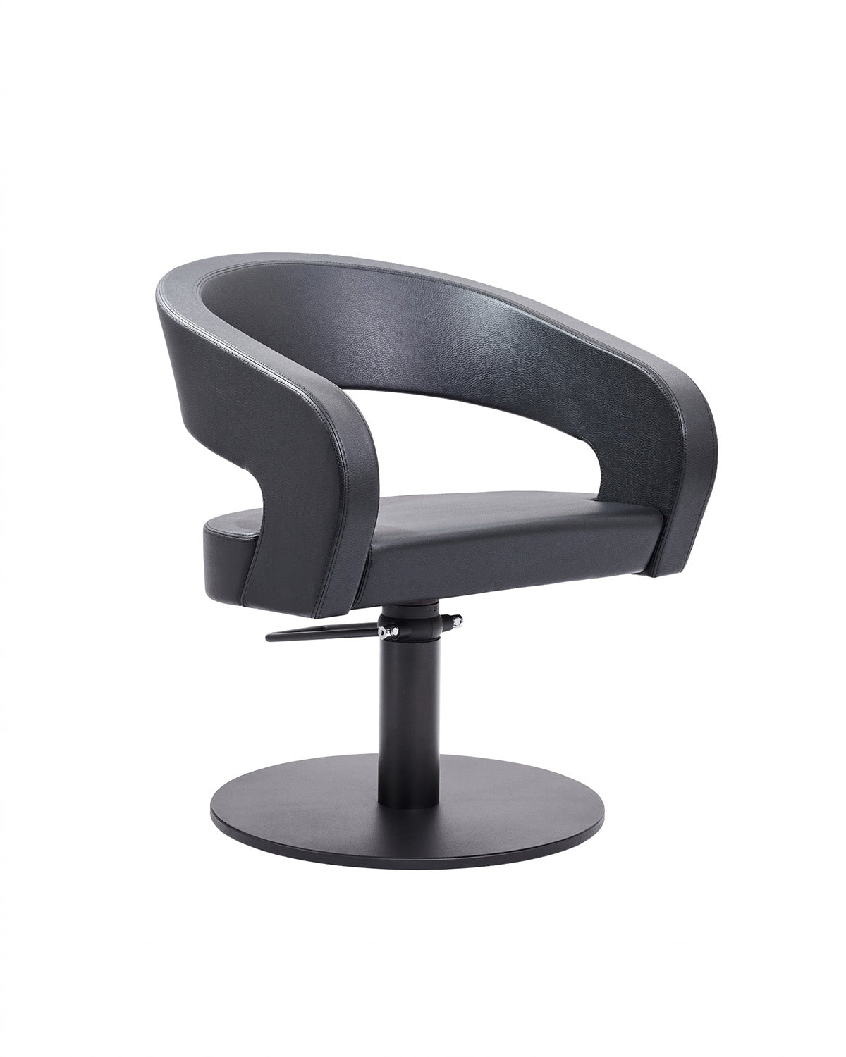 Greiner 50 - Sillón de peluquería negro con base redonda negra