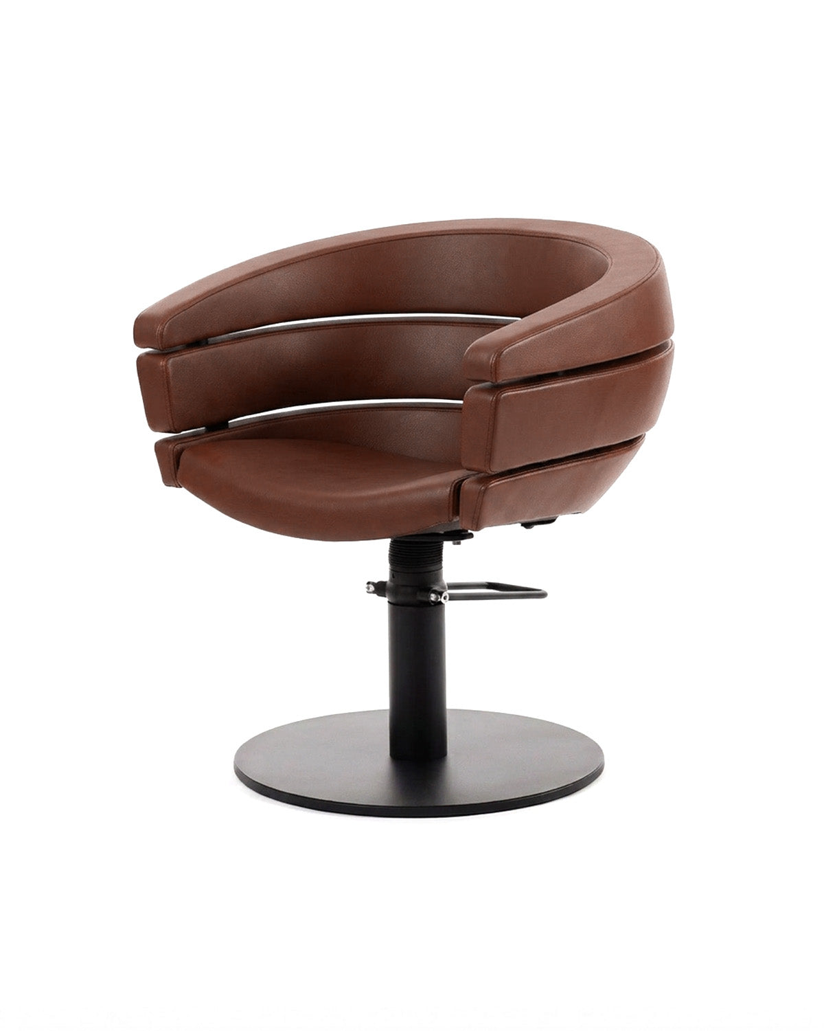Greiner 55 - Sillón de peluquería marrón con base redonda negra