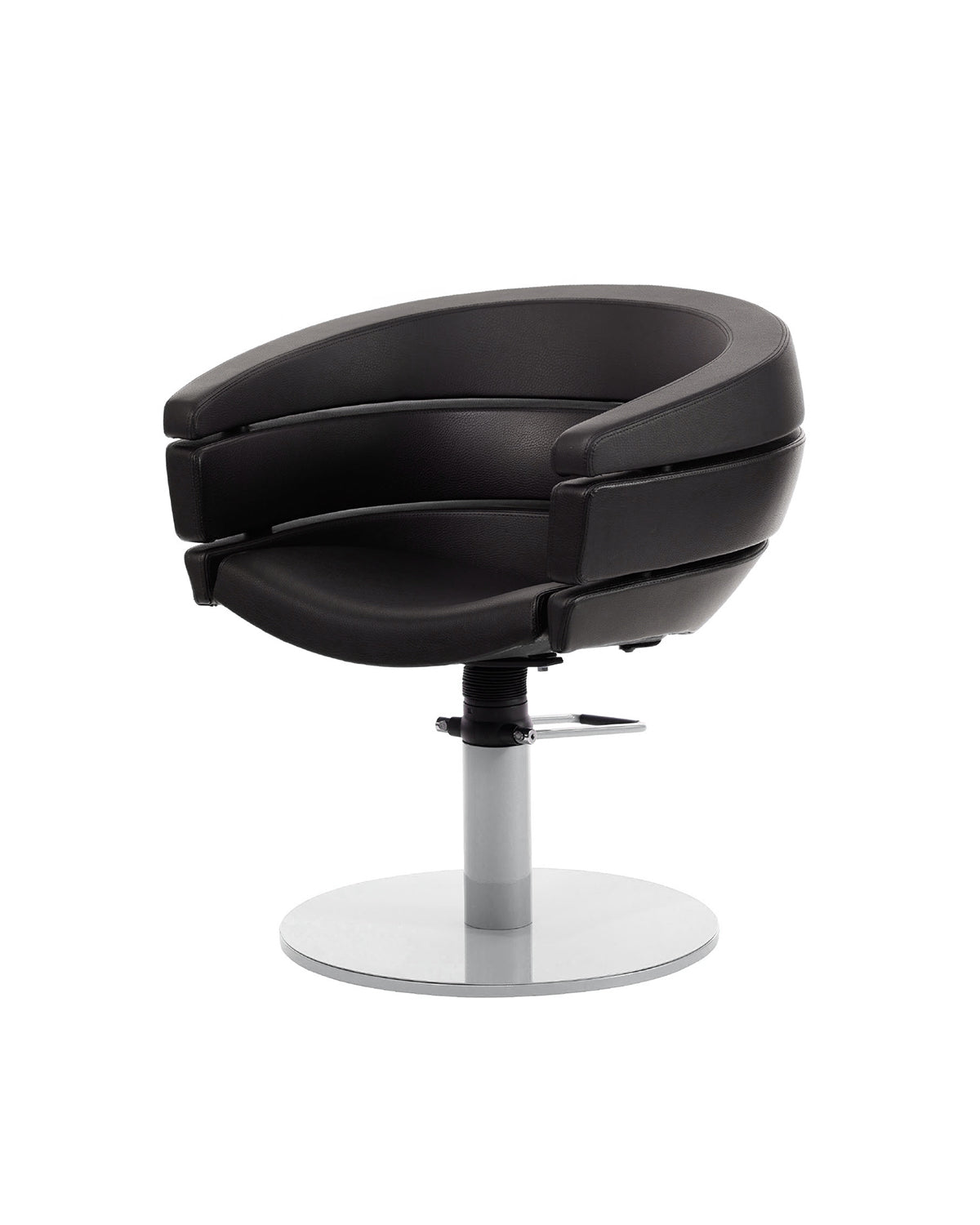 Greiner 55 - Sillón de peluquería negro con base redonda cromada
