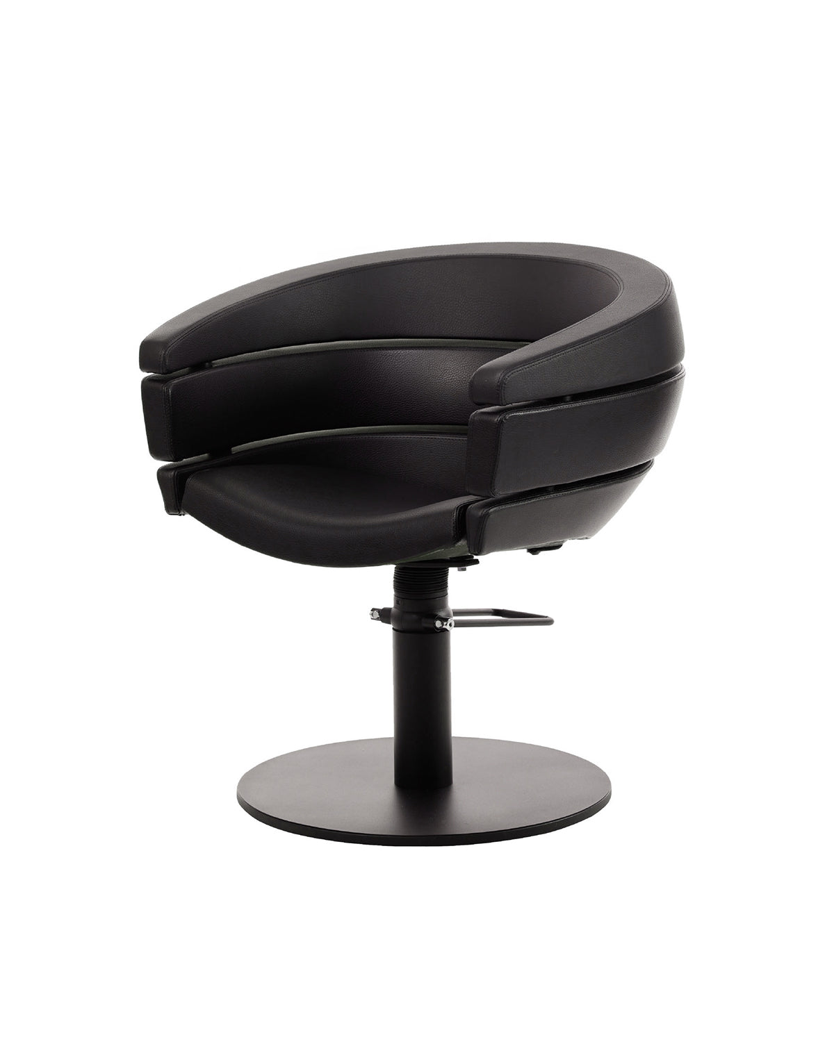 Greiner 55 - Sillón de peluquería negro con base redonda negra
