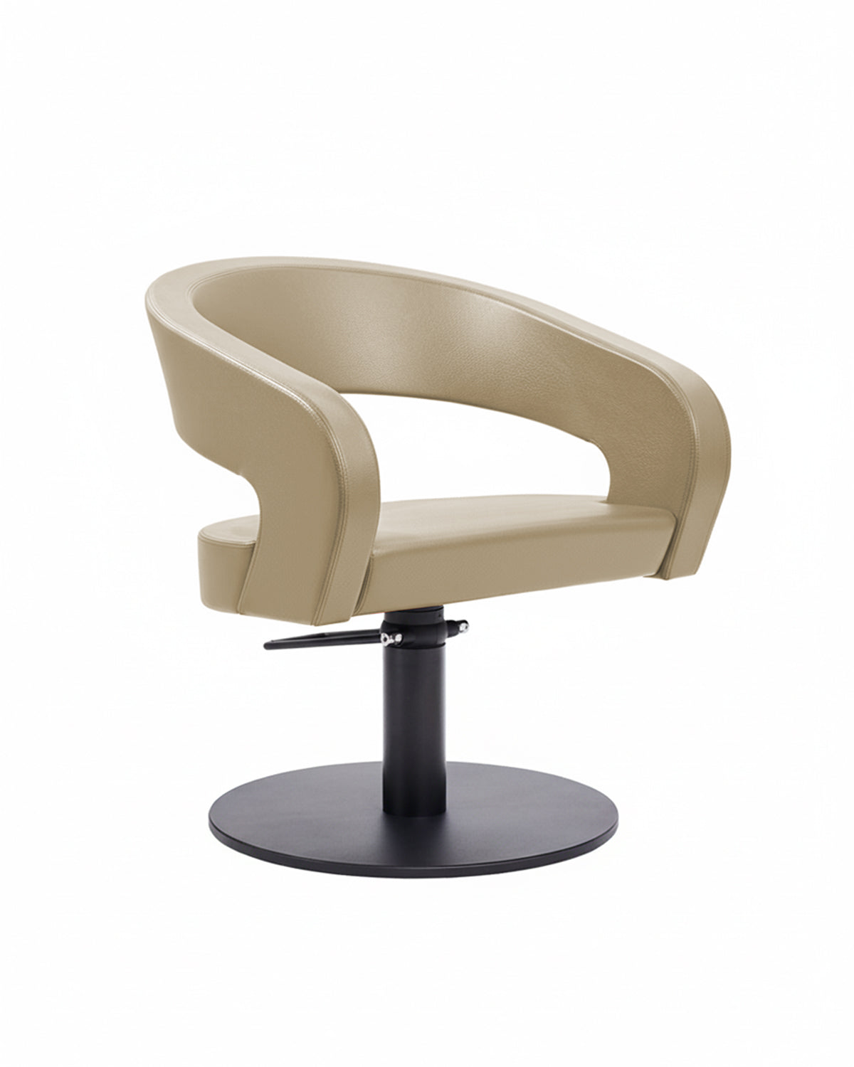 Greiner 50 - Sillón de peluquería beige con base redonda negra