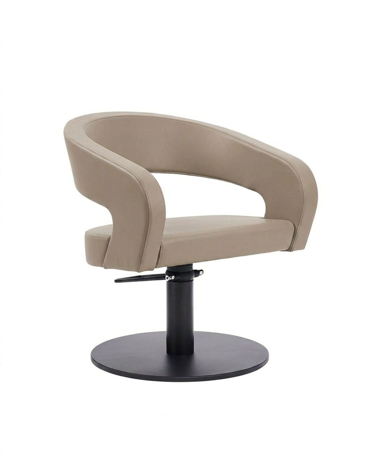 Greiner 50 - Sillón de peluquería beige con base redonda negra