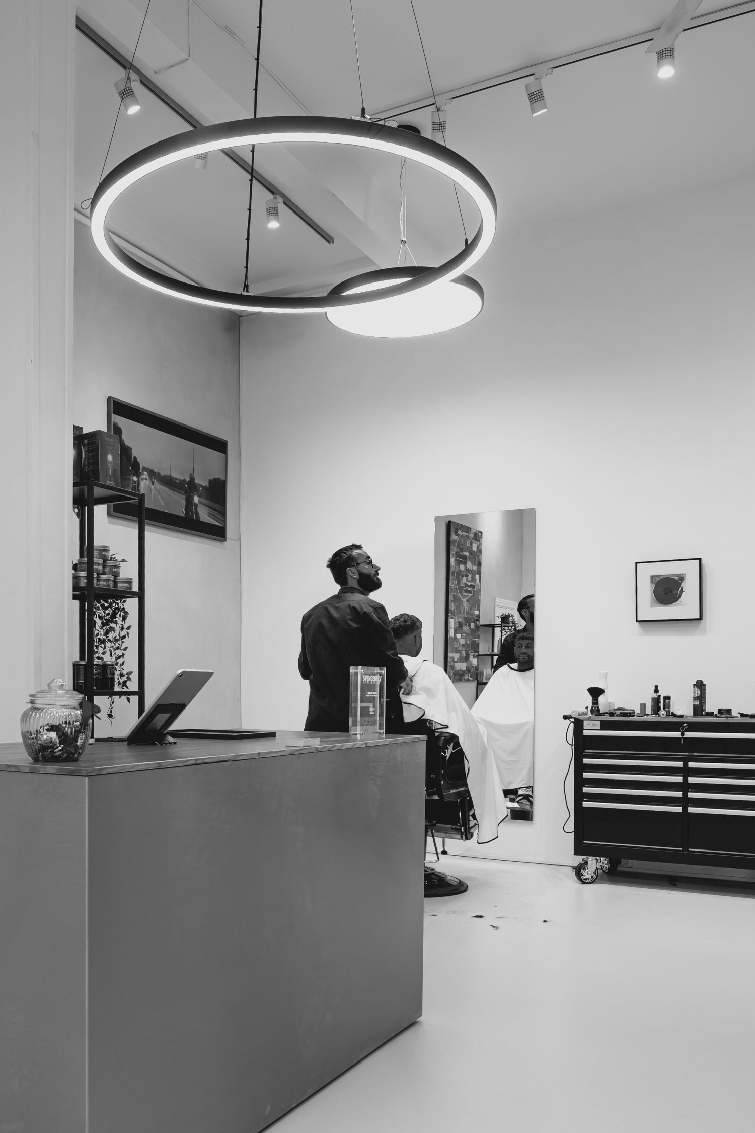 Sun Circle LED - Iluminación de trabajo negra redonda - ø100cm