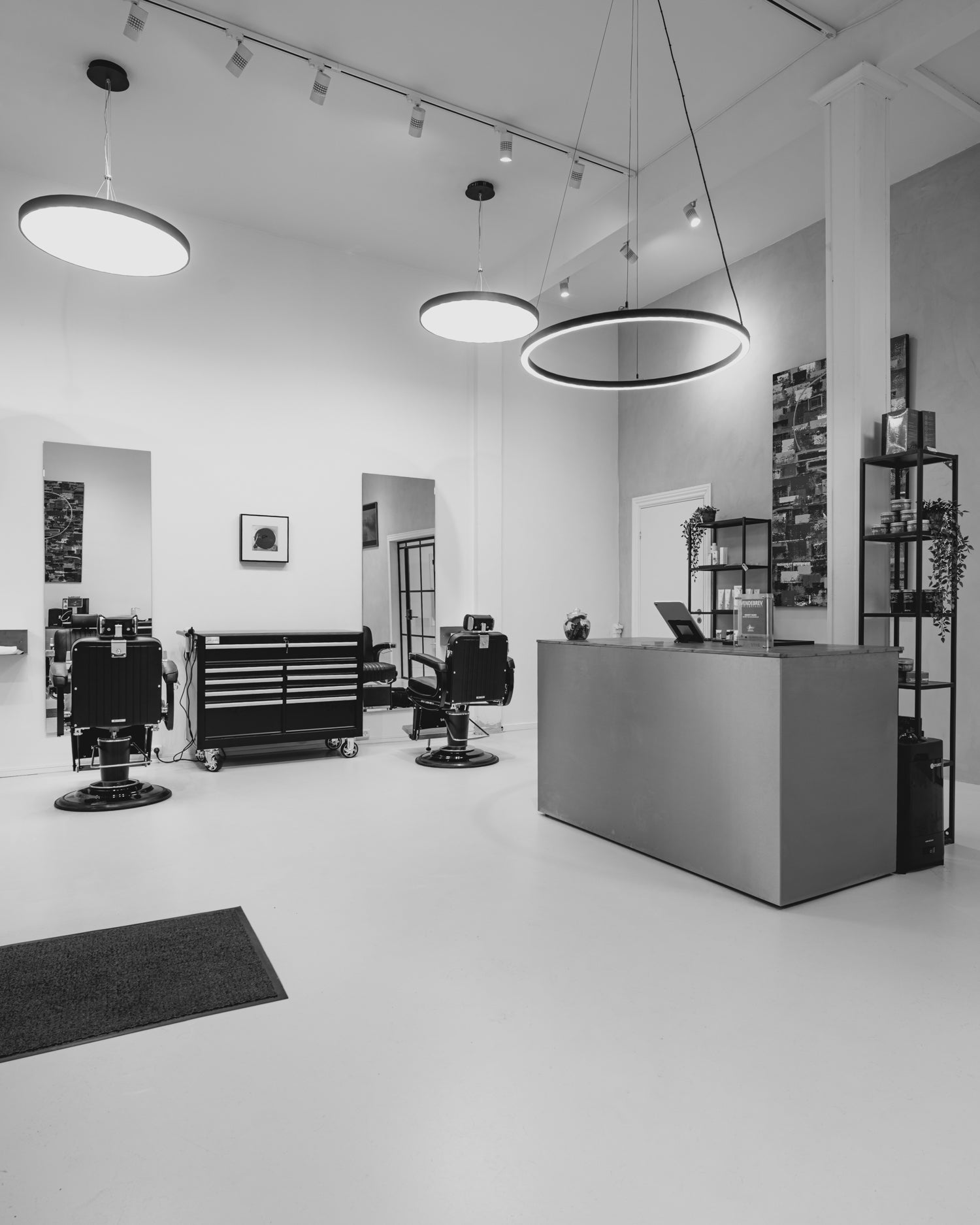 Sun LED - Iluminación para peluquería redonda negra - ø80cm