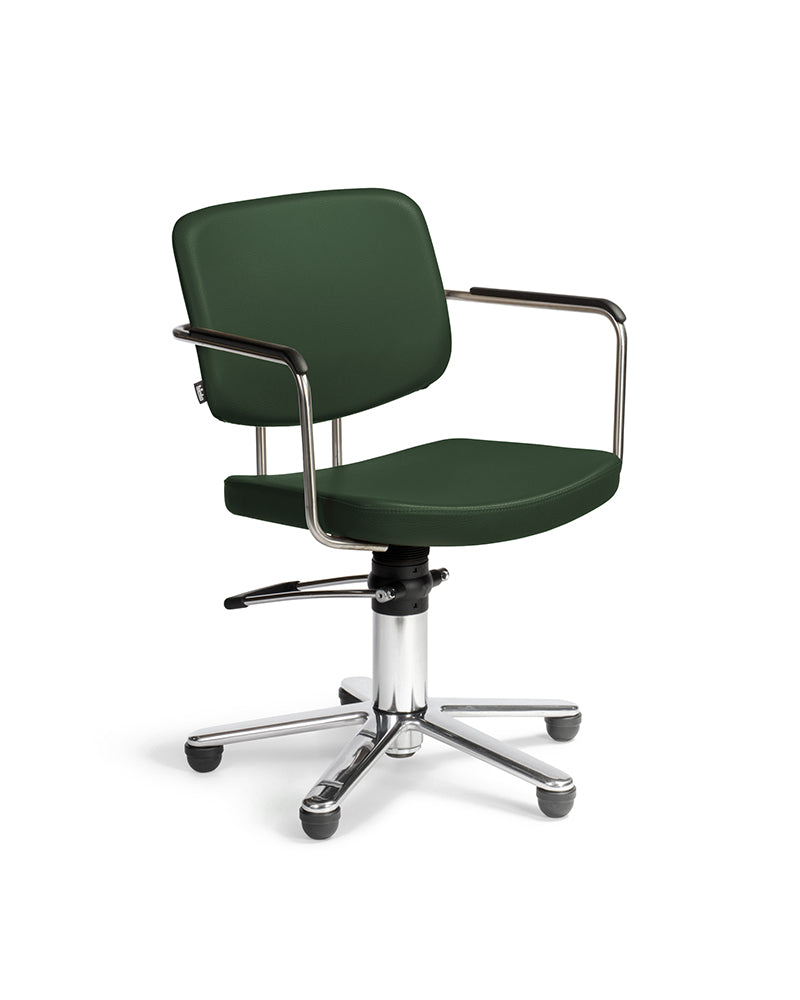 Gogo - Sillón de peluquería verde con base estrella cromada