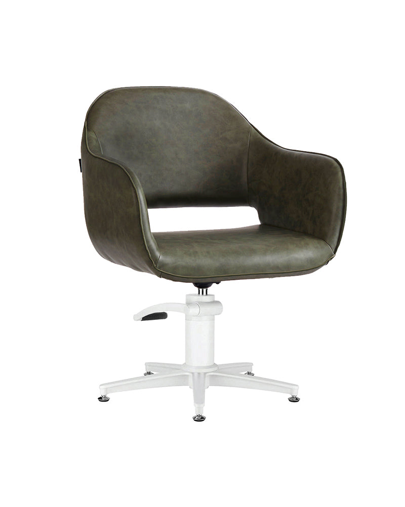 Meadow Sage - Sillón de peluquería verde con base estrella blanca