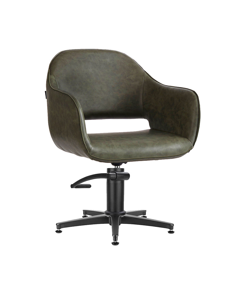 Meadow Sage - Sillón de peluquería verde con base estrella negra